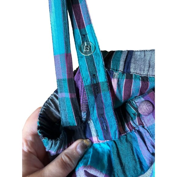 Confess Womens Medium Plaid Cotton Romper With Adjustable Straps & Button Closur - Picture 4 of 8